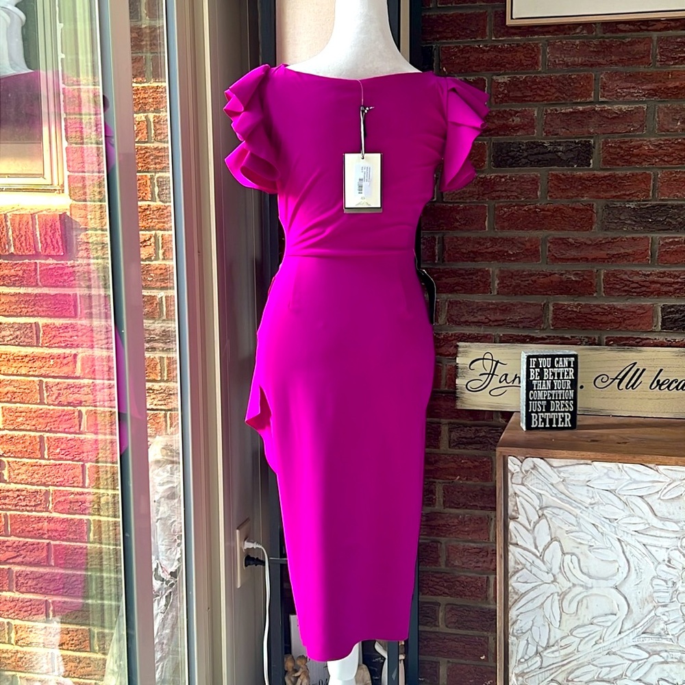 Chiara Boni La Petite Robe Beaurisse Ruffled Sheath Dress NWT Size 6 - Picture 8 of 8